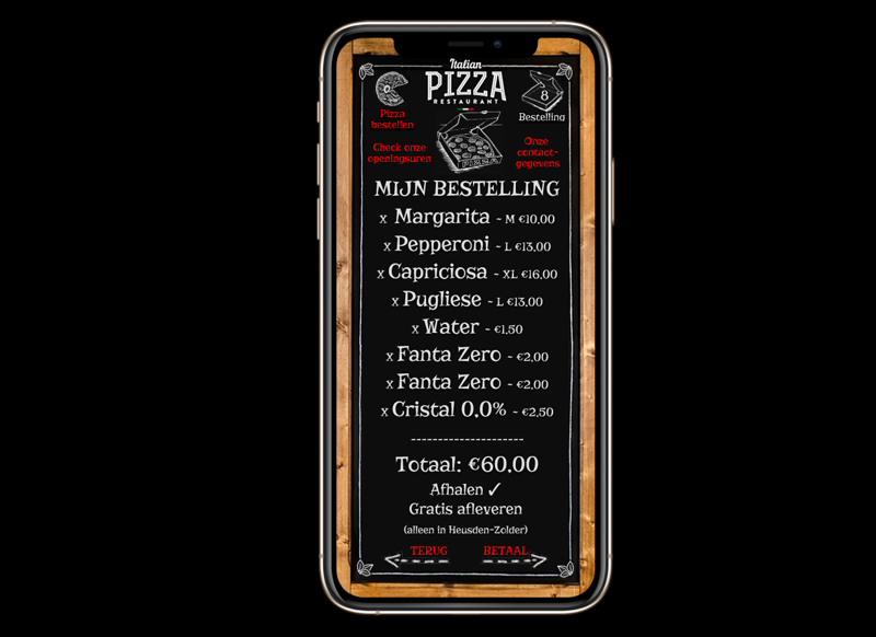 Pizza app op iPhone